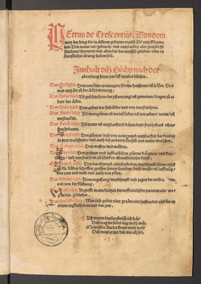 PEtrus de Crescentiis. Von dem nutz der ding die in äckeren gebuwt werde[n]