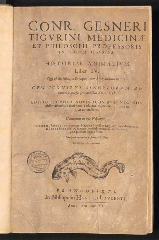 CONR. GESNERI TIGVRINI, MEDICINAE ET PHILOSOPH. PROFESSORIS IN SCHOLA TIGVRINA, HISTORIAE ANIMALIVM Liber IV.