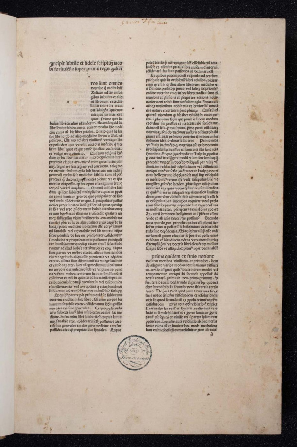 Quaestiones super tres libros Tegni Galeni 