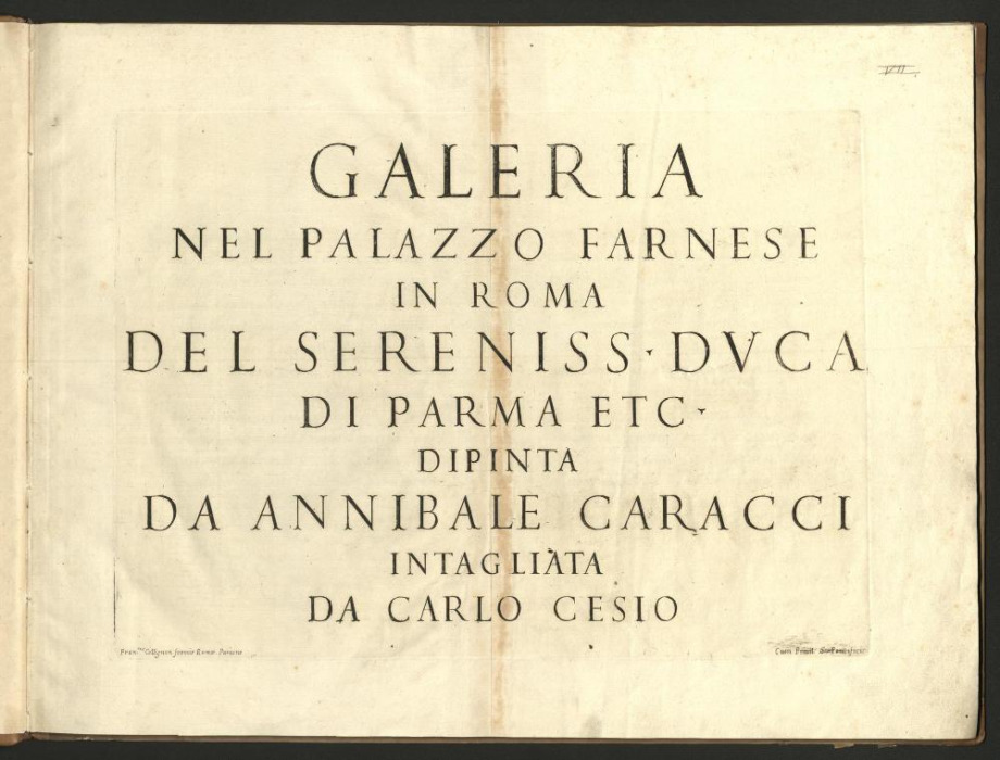 GALERIA NEL PALAZZO FARNESE IN ROMA DEL SERENISS. DVCA DI PARMA ETC. 