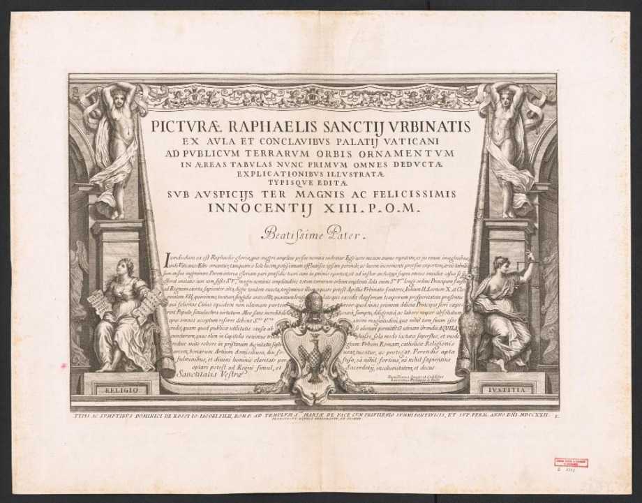 PICTVRAE RAPHAELIS SANCTIJ VRBINATIS EX AVLA ET CONCLAVIBVS PALATIJ VATICANI
