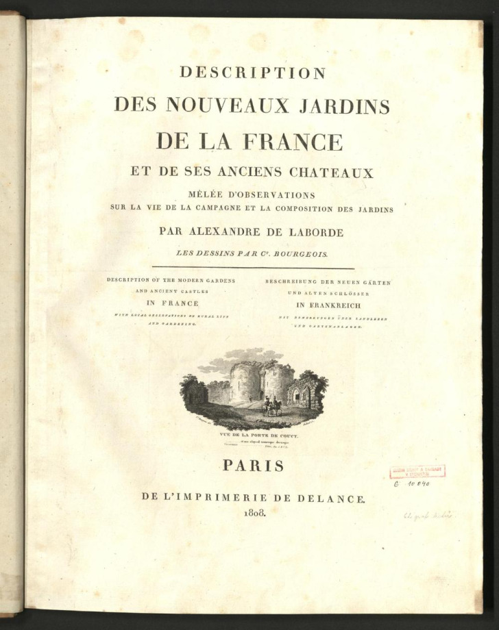 DESCRIPTION DES NOUVEAUX JARDINS DE LA FRANCE ET DE SES ANCIENS CHATEAUX, MÊLÉE D'OBSERVATIONS SUR LA VIE DE LA CAMPAGNE ET LA COMPOSITION DES JARDINS