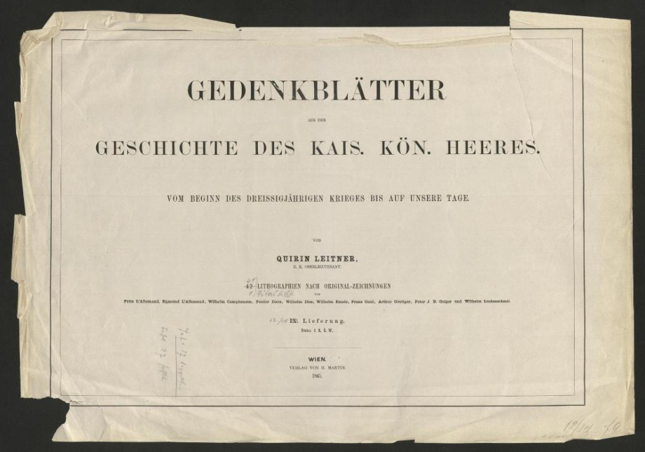 GEDENKBLÄTTER AUS DER GESCHICHTE DES KAIS. KÖN. HEERES