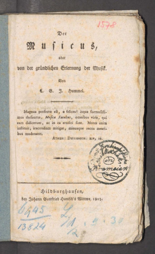 Der Musicus oder von der gründlichen Erlernung der Musik 