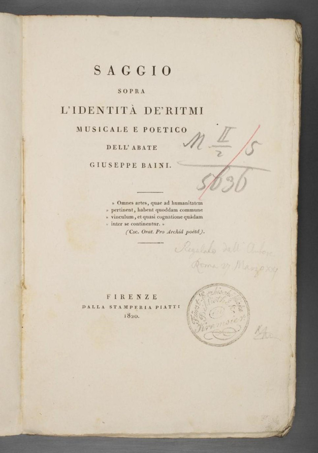 Saggio sopra l'idenità de'ritmi musicale e poetico 