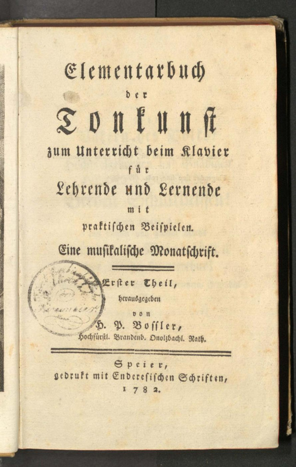 Elementarbuch der Tonkunst zum Unterricht beim Klavier für Lehrende und Lernende