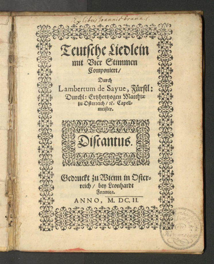 Teutsche Liedlein mit vier Stimmen 