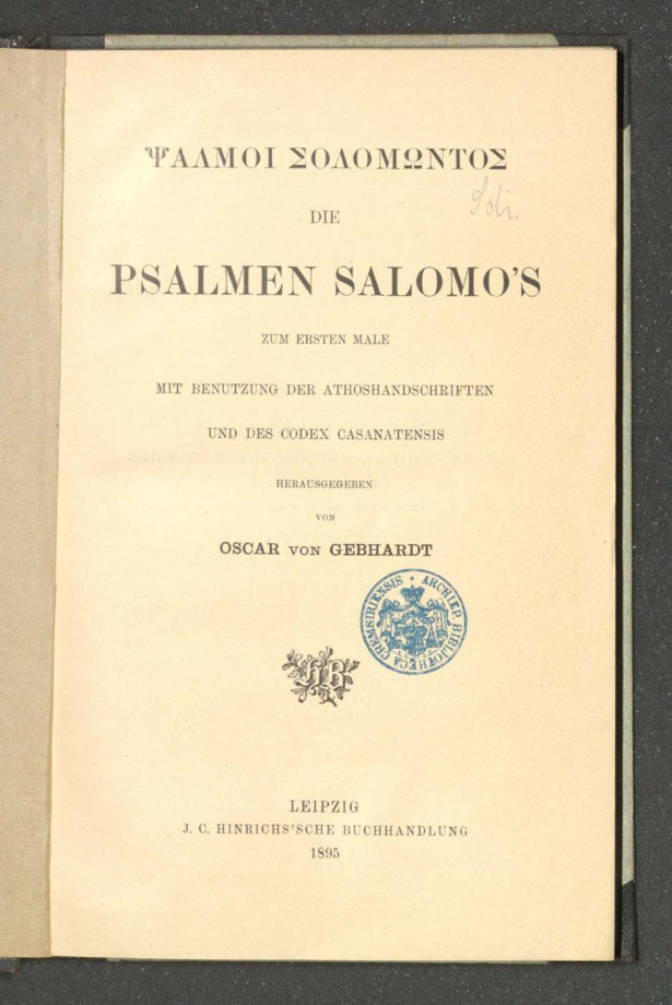 PSALMOI SOLOMŌNTOS