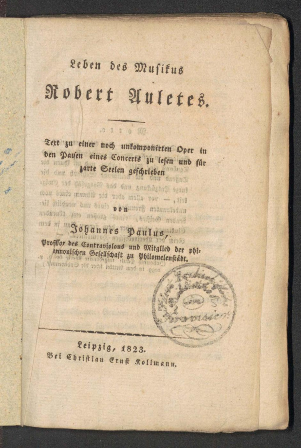 Leben des Musikus Robert Auletus