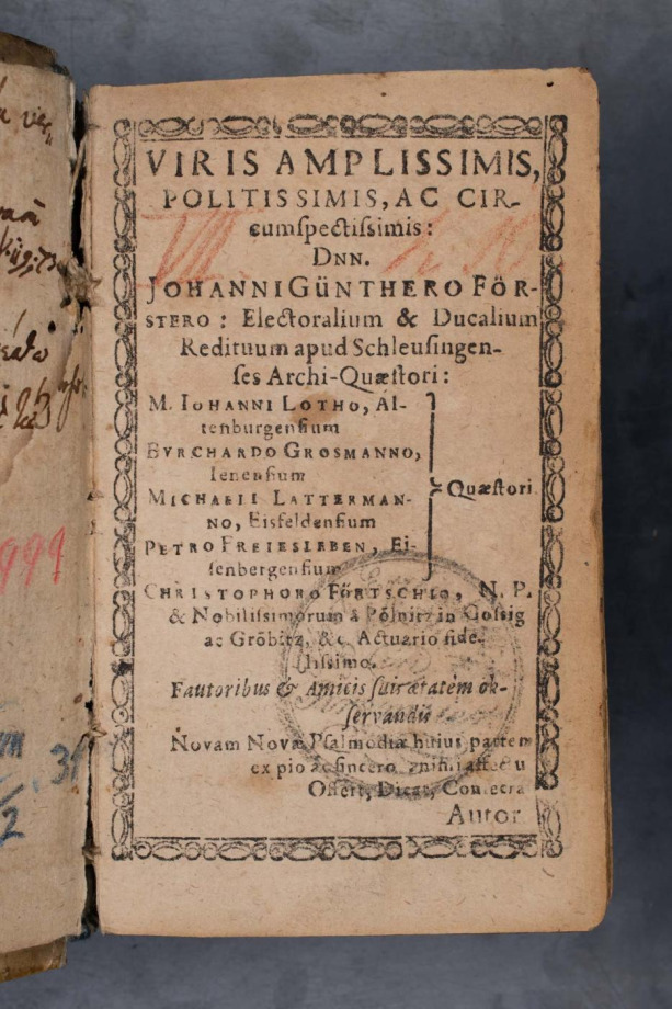 [PSALMODIAE NOVAE pars nova, Sive SELECTISSIMORVM HYMNORUM Centuria II. Sic elaborata, ut Latinus Germanico Versui facilè, rhythmicè ac sine elisione respondeat.]