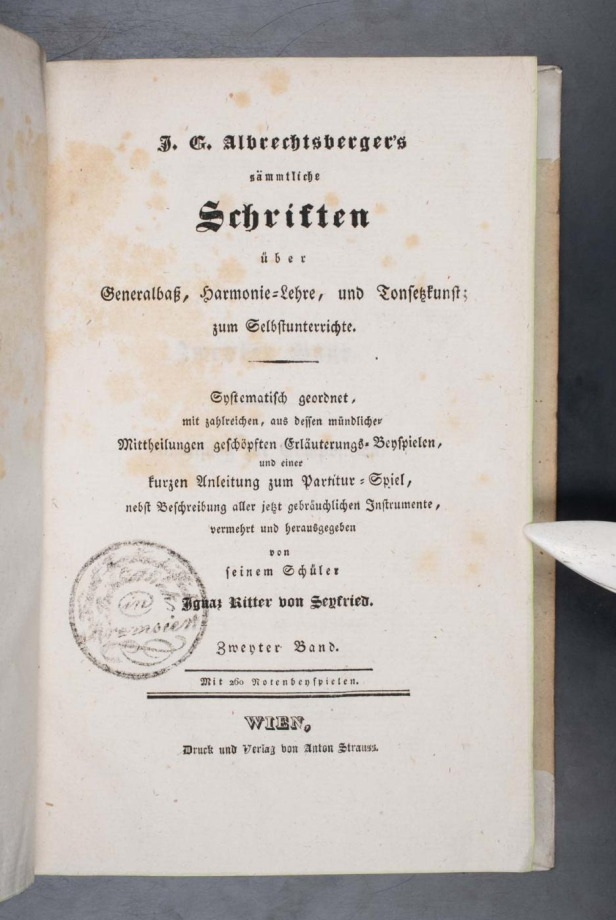 J. G. Albrechtsberger's sämmtliche Schriften über Generalbaß, Harmonie-Lehre, und Tonsetzkunst; zum Selbstunterrichte