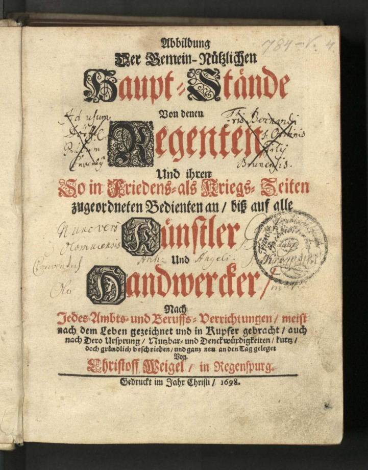 Abbildung der Gemein-Nützlichen Haupt-Stände Von denen Regenten Und ihren So in Friedens- als Kriegs-Zeiten zugeordneten