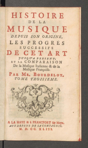 HISTOIRE DE LA MUSIQUE DEPUIS SON ORIGINE, LES PROGRÈS SUCCESSIFS DE CET ART JUSQUES À PRÉSENT