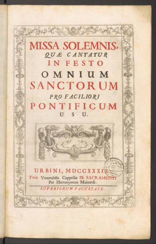 MISSA SOLEMNIS QUAE CANTATUR IN FESTO OMNIUM SANCTORUM