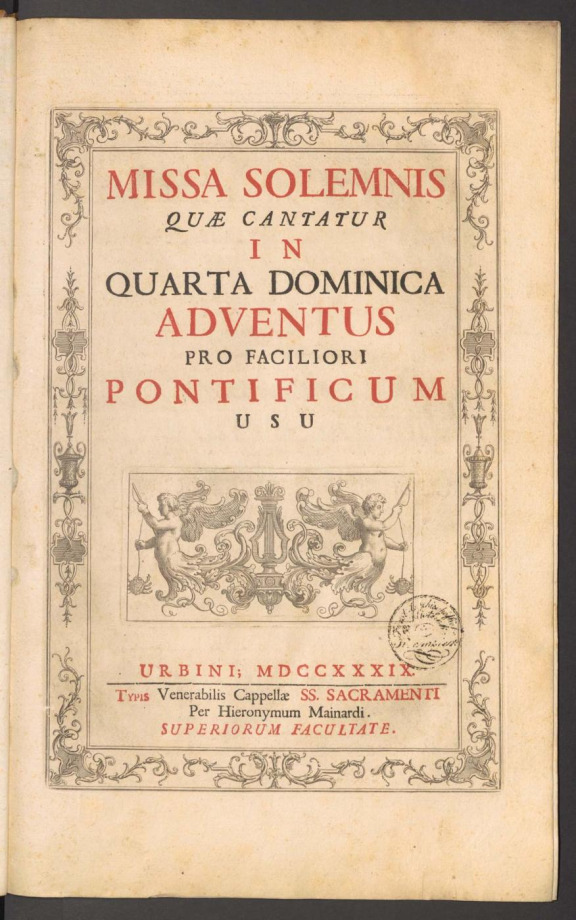 MISSA SOLEMNIS QUAE CANTATUR IN QUARTA DOMINICA ADVENTUS