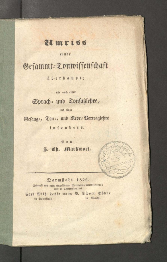 Umriss einer Gesammt-Tonwissenschaft überhaupt