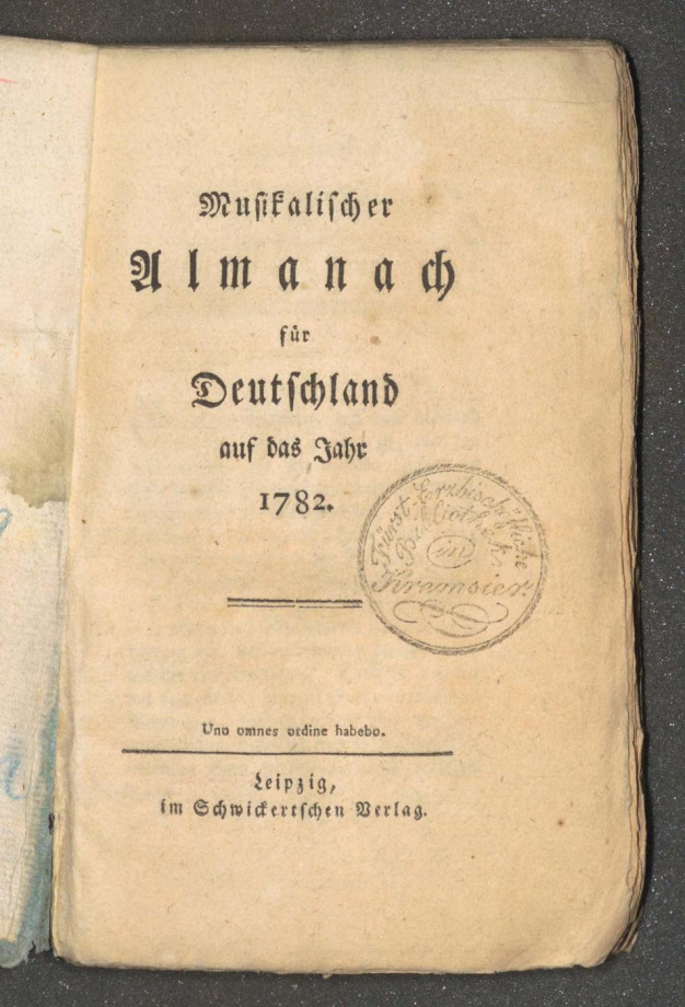 Musikalischer Almanach für Deutschland auf das Jahr 1782