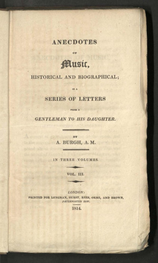 ANECDOTES OF Music, HISTORICAL AND BIOGRAPHICAL