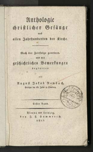 Anthologie christlicher Gesänge aus allen Jahrhunderten der Kirche