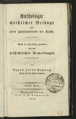 Anthologie christlicher Gesänge aus allen Jahrhunderten der Kirche