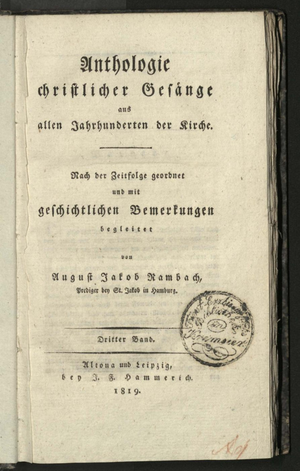 Anthologie christlicher Gesänge aus allen Jahrhunderten der Kirche