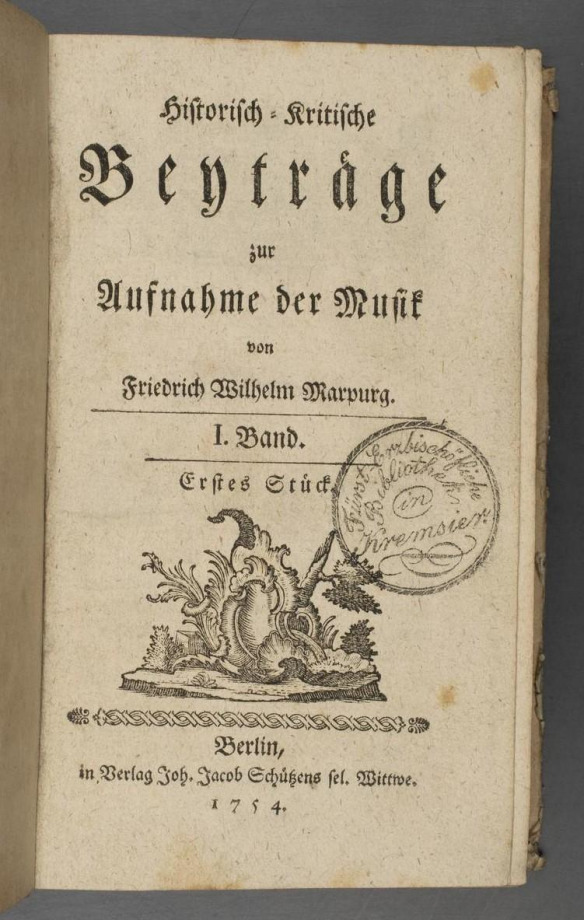 Historisch-Kritische Beyträge zur Aufnahme der Musik.