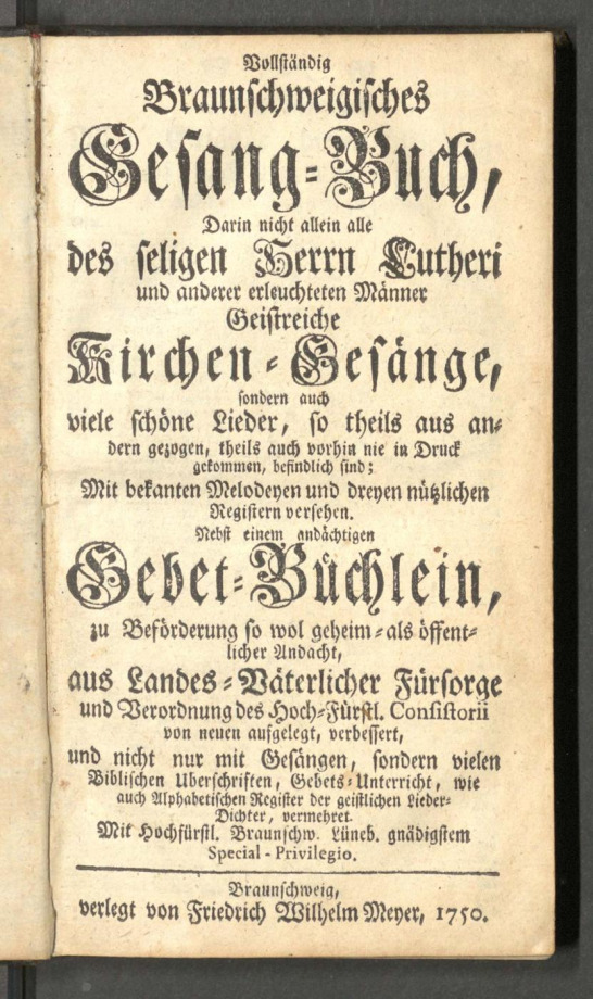 Vollständig Braunschweigisches Gesang-Buch