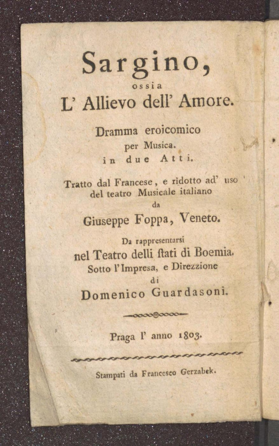 Sargino, ossia L'Allievo dell' Amore
