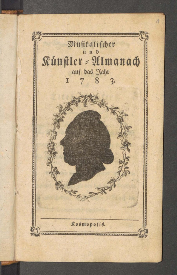Musikalischer und Künstler-Almanach auf das Jahr 1783