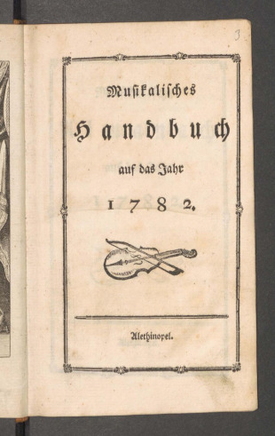 Musikalisches Handbuch auf das Jahr 1782 