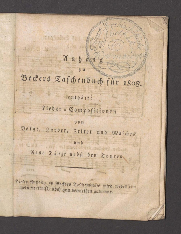 Anhang zu Beckers Taschenbuch für 1808