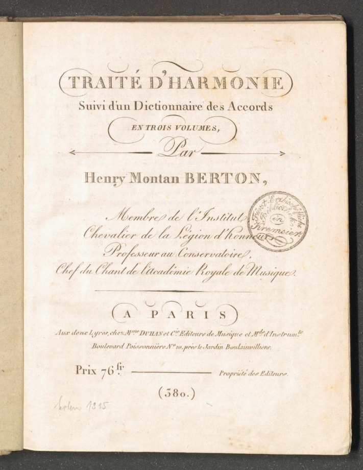TRAITÉ D'HARMONIE