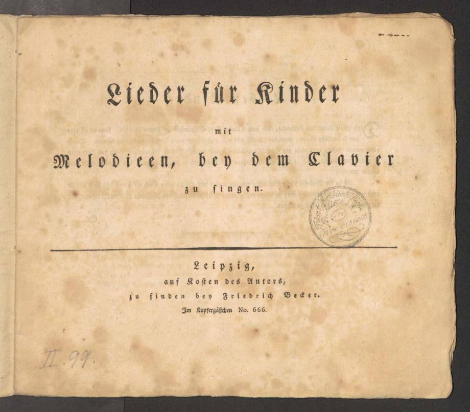 Lieder für Kinder mit Melodien, bey dem Clavier zu singen