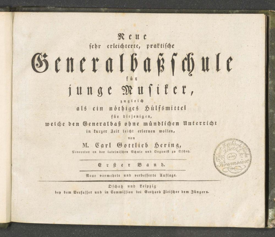 Neue sehr erleichterte, praktische Generalbasschule für junge Musiker