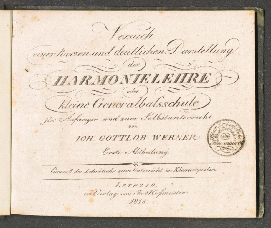 Versuch einer kurzen und deutlichen Darstellung der HARMONIELEHRE oder kleine Generalbassschule