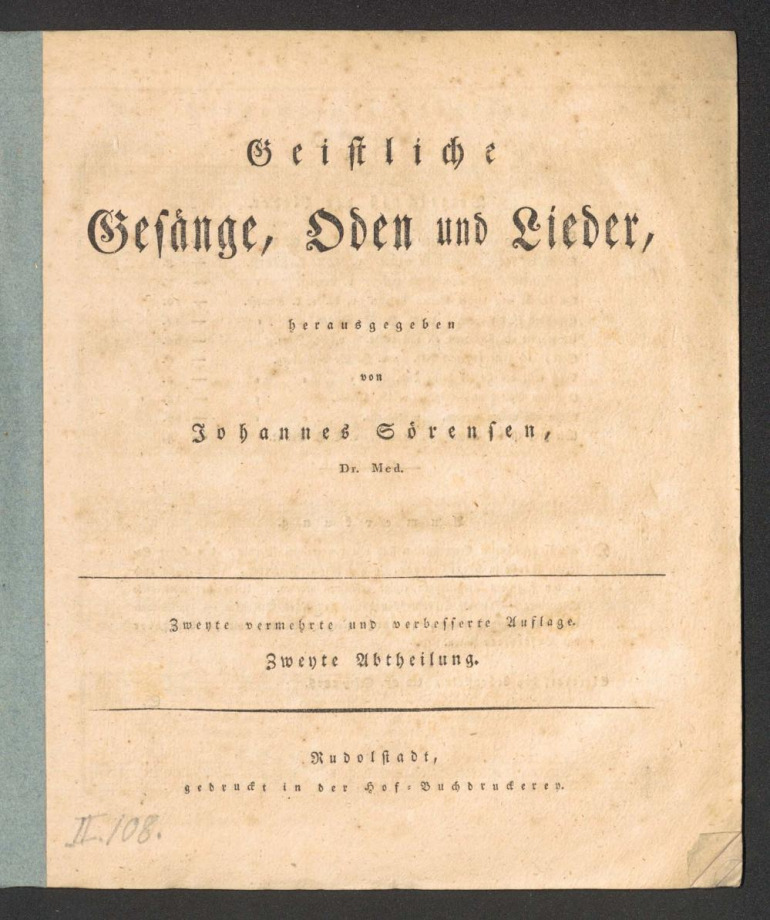 Geistliche Gesänge, Oden und Lieder.
