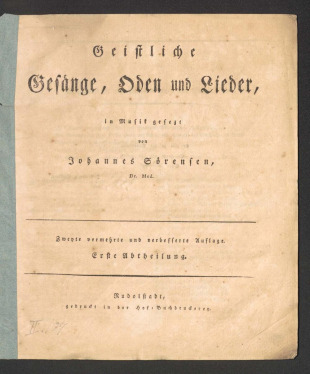Geistliche Gesänge, Oden und Lieder.