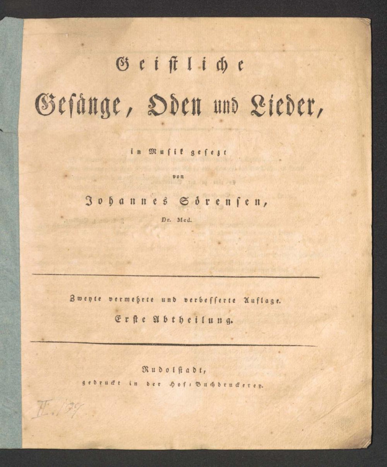 Geistliche Gesänge, Oden und Lieder.