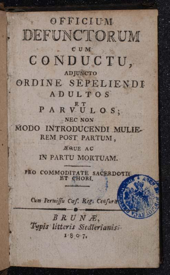 OFFICIUM DEFUNCTORUM CUM CONDUCTU, ADJUNCTO ORDINE SEPELIENDI ADULTOS ET PARVULOS
