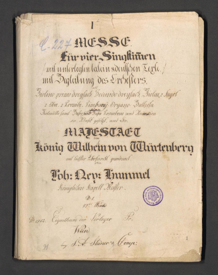 I. Messe für 4 Singstimmen op 77