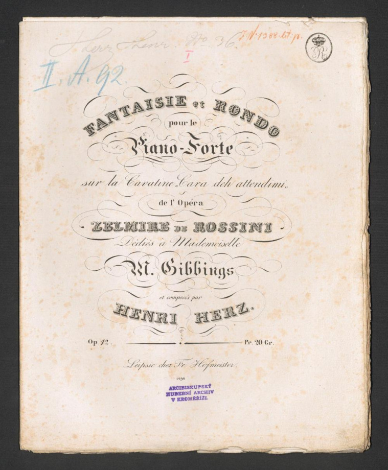 Fantaisie et Rondo. De l'Opera Zelmire de Rossini