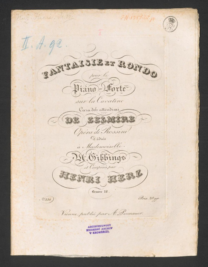 Fantaisie et Rondo. De l'Opera Zelmire de Rossini
