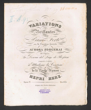 Variations Brillantes. Sur la Cavatine favorite Aurora Sorgerai de l'Opéra: La Dona Del Lago