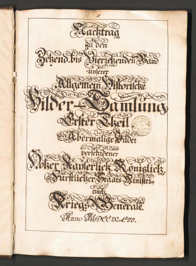 Nachtrag zu den Zehen[den] bis Vierzehenden Band unserer Allgemein Historische Bilder-Samlung