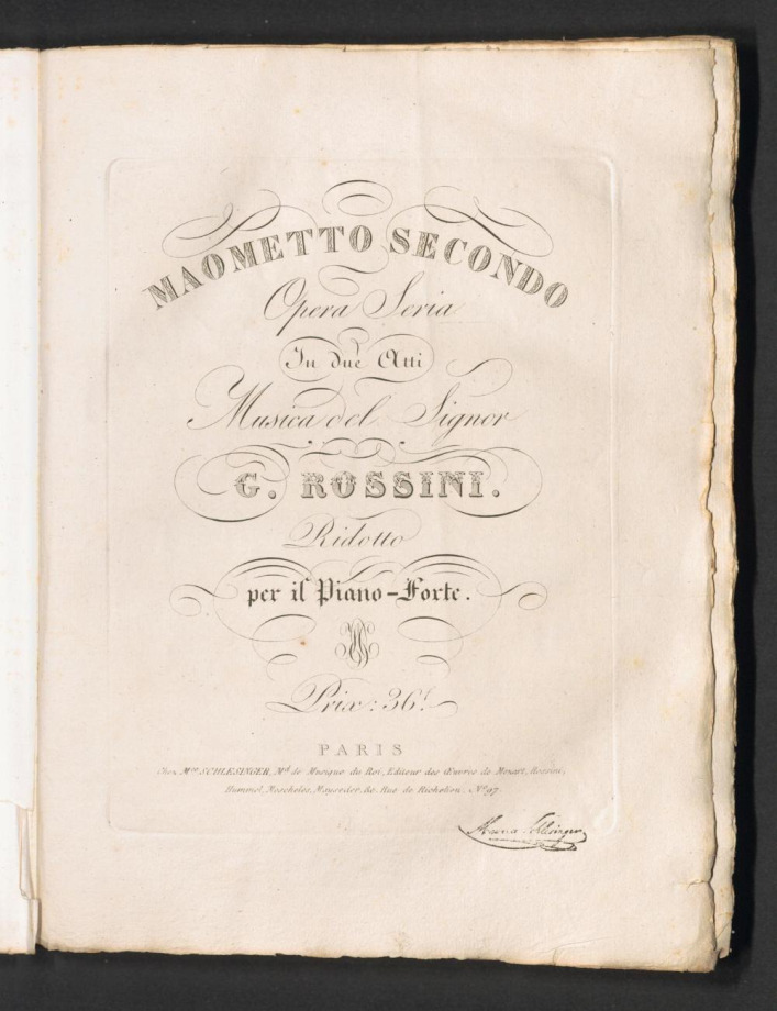 Maometto Secondo, Opera Seria in due Atti