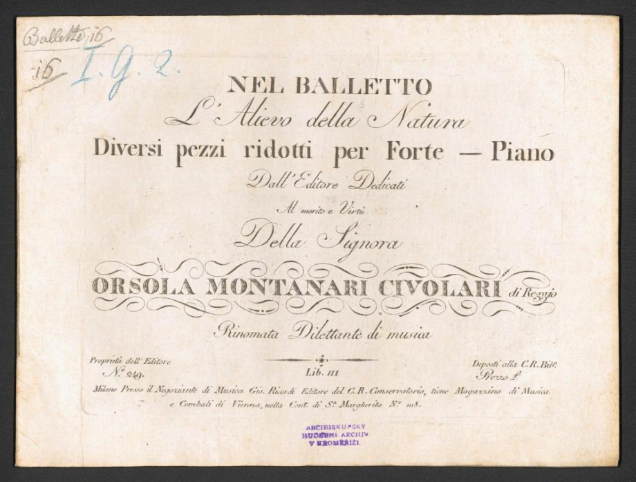 Nel Balleto. L'Alievo della Natura