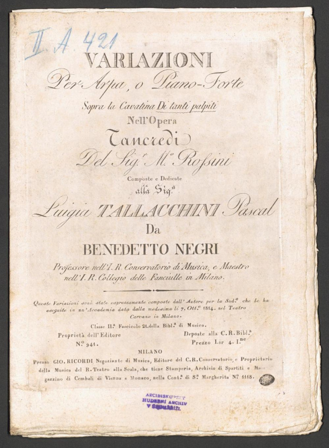 Variationi. Nell'Opera "Tancredi"