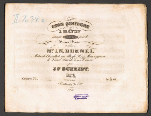 Trois quatuors op. 64 no. I-III Dediés à J.N. Hummel