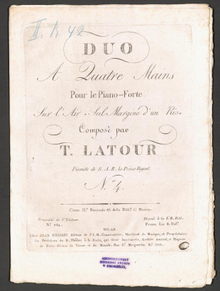 Duo a quatre mains No. 4 (Sur l'Air "Sul Margine d'un Rio")