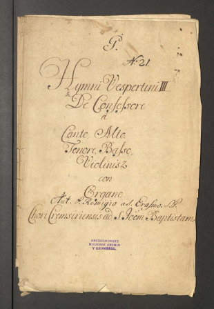 Hymni Vespertini III. De Confessore